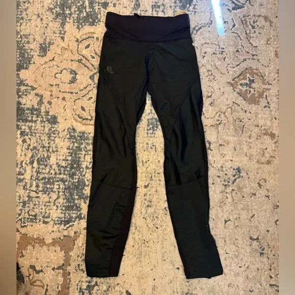 Salomon Women’s Trail Windstopper Tights Black Leggings Active Hiking ((size XS) - Picture 2 of 5